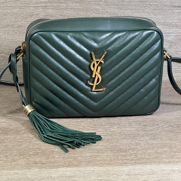 Saint Laurent Lou Medium Crossbody Crossbody with Tassel - Green - Chicago Pawners & Jewelers