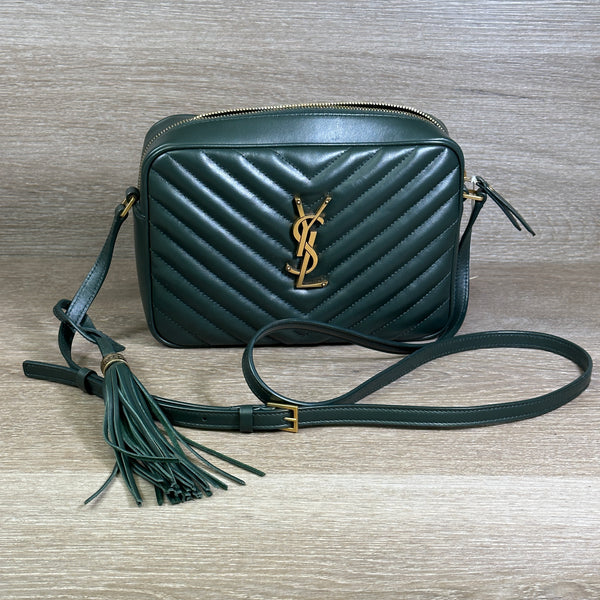 Saint Laurent Lou Medium Crossbody Crossbody with Tassel - Green - Chicago Pawners & Jewelers