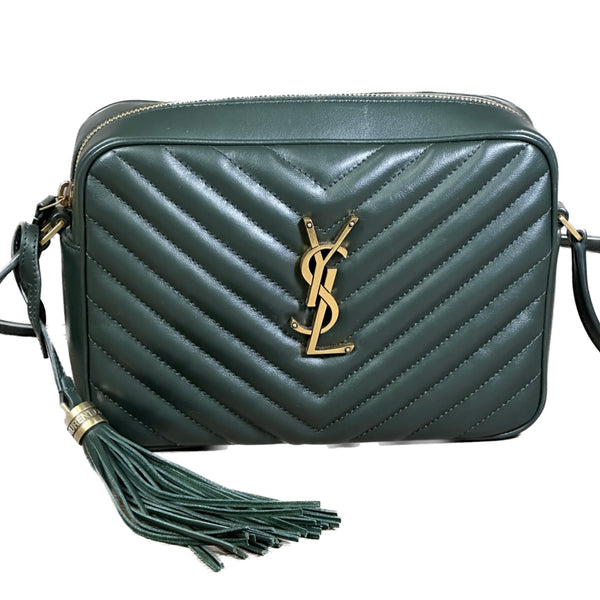 Saint Laurent Lou Medium Crossbody Crossbody with Tassel - Green - Chicago Pawners & Jewelers