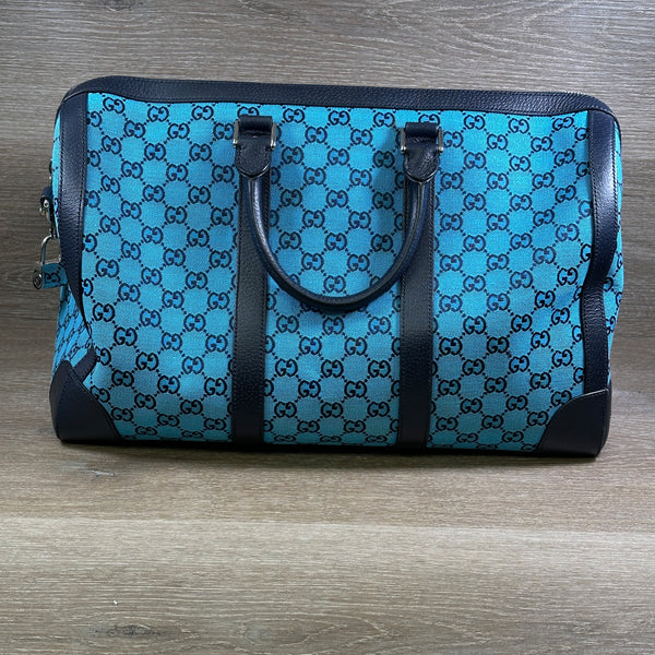 Gucci GG Quilted Canvas Duffle Bag - Blue - Chicago Pawners & Jewelers