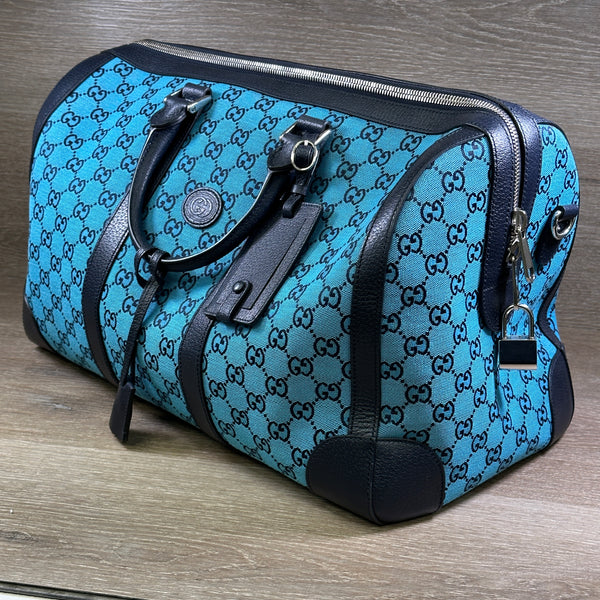 Gucci GG Quilted Canvas Duffle Bag - Blue - Chicago Pawners & Jewelers