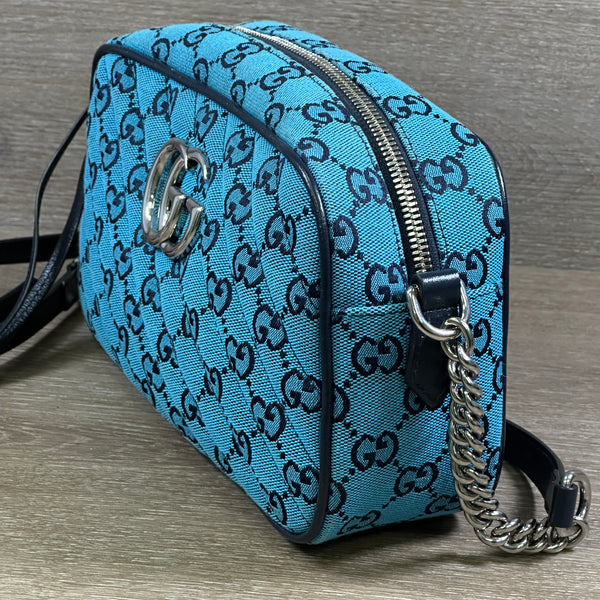 Gucci GG Marmont Shoulder Bag - Quilted Canvas - Blue - Chicago Pawners & Jewelers