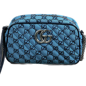 Gucci GG Marmont Shoulder Bag - Quilted Canvas - Blue - Chicago Pawners & Jewelers