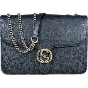 Gucci Medium Dollar Interlocking G Shoulder Bag - Black - Chicago Pawners & Jewelers