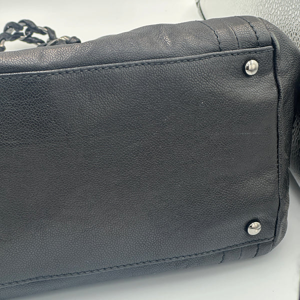 Chanel Black Leather Tote Bag with Chain Detail
