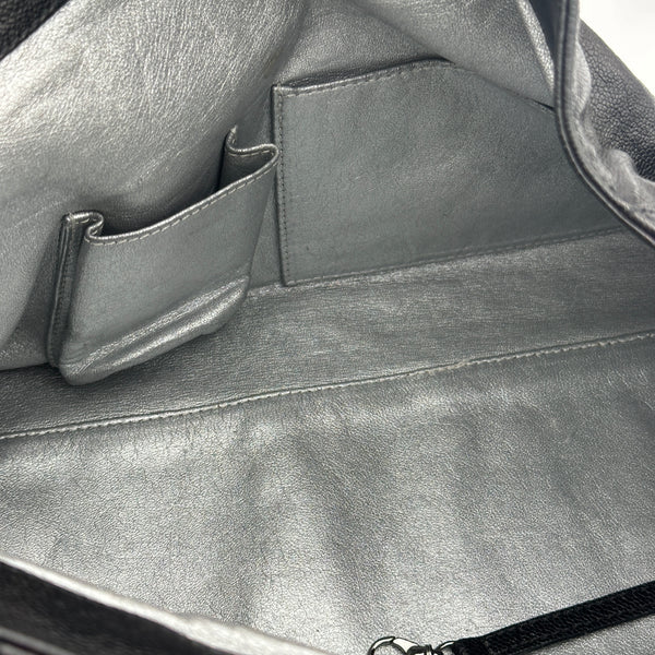 Chanel Black Leather Tote Bag with Chain Detail