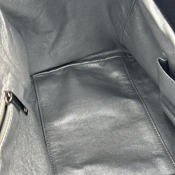 Chanel Black Leather Tote Bag with Chain Detail