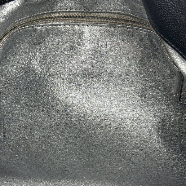 Chanel Black Leather Tote Bag with Chain Detail