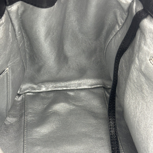 Chanel Black Leather Tote Bag with Chain Detail