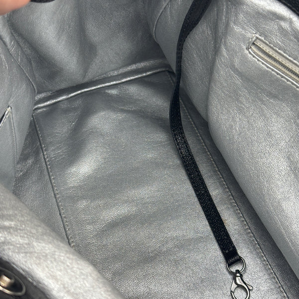 Chanel Black Leather Tote Bag with Chain Detail