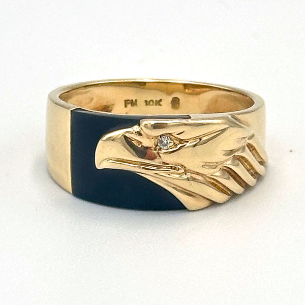 Eagle and Onyx Mens Ring