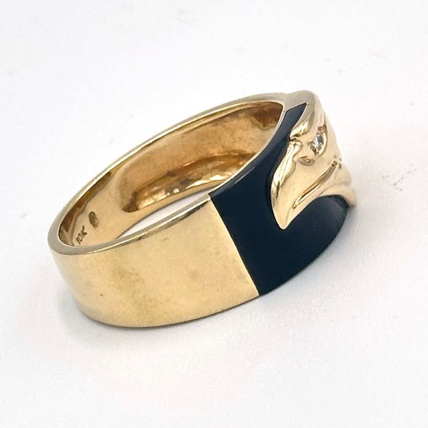 Eagle and Onyx Mens Ring