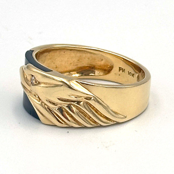 Eagle and Onyx Mens Ring