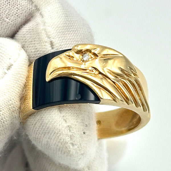 Eagle and Onyx Mens Ring