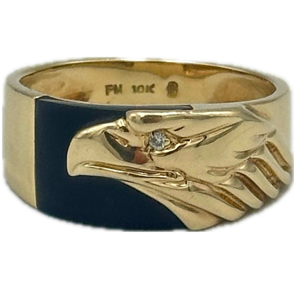 Eagle and Onyx Mens Ring