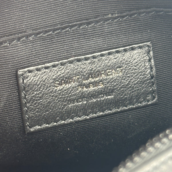 Saint Laurent Matelasse Calfskin Monogram Vinyle Round Camera Bag - Black