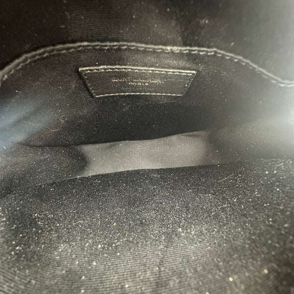 Saint Laurent Matelasse Calfskin Monogram Vinyle Round Camera Bag - Black