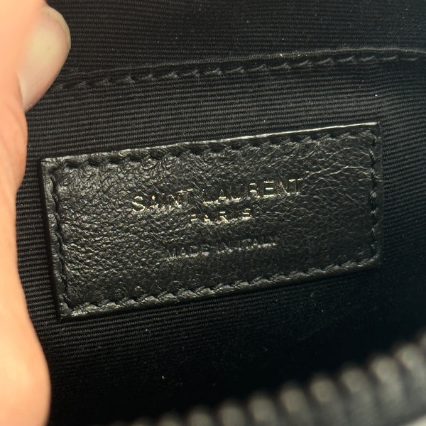 Saint Laurent Matelasse Calfskin Monogram Vinyle Round Camera Bag - Black