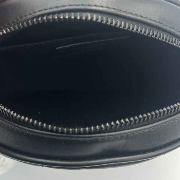 Saint Laurent Matelasse Calfskin Monogram Vinyle Round Camera Bag - Black