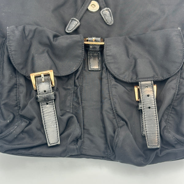 Prada Nylon Backpack - Black with Gold Tone Hardware