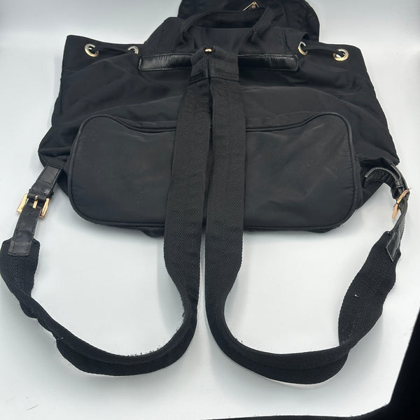 Prada Nylon Backpack - Black with Gold Tone Hardware