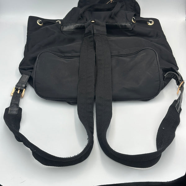 Prada Nylon Backpack - Black with Gold Tone Hardware