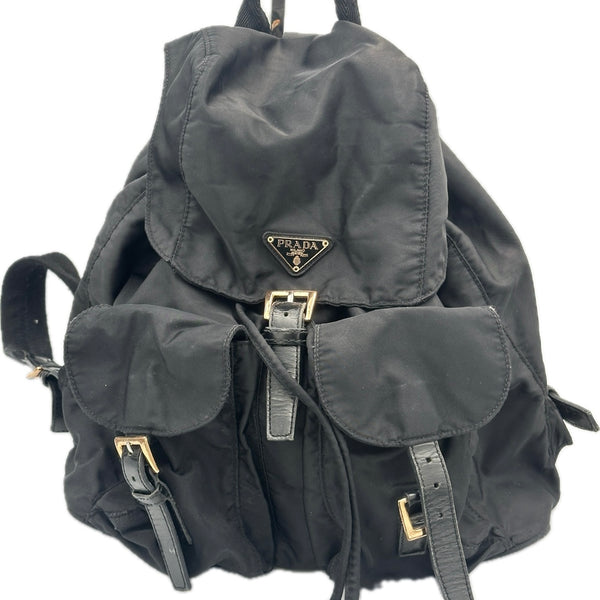 Prada Nylon Backpack - Black with Gold Tone Hardware