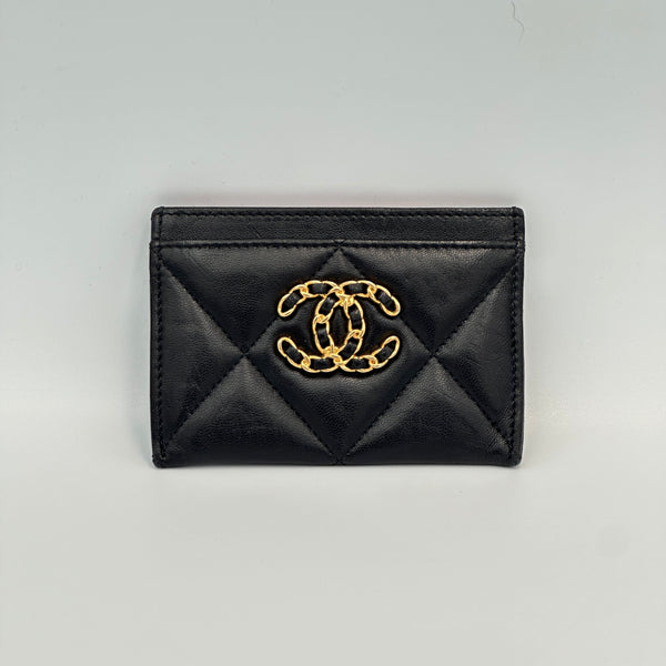 Chanel 19 Quilted Leather Card Holder - Black