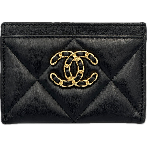 Chanel 19 Quilted Leather Card Holder - Black