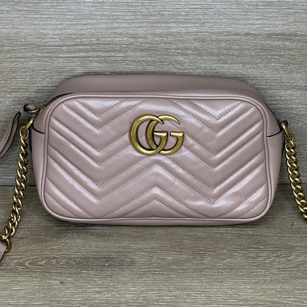 Gucci GG Marmont Camera Small Shoulder Bag - Dusty Pink Leather