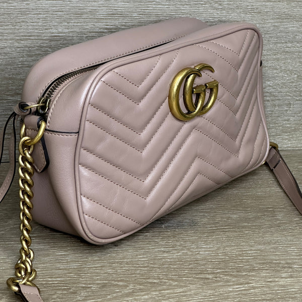 Gucci GG Marmont Camera Small Shoulder Bag - Dusty Pink Leather