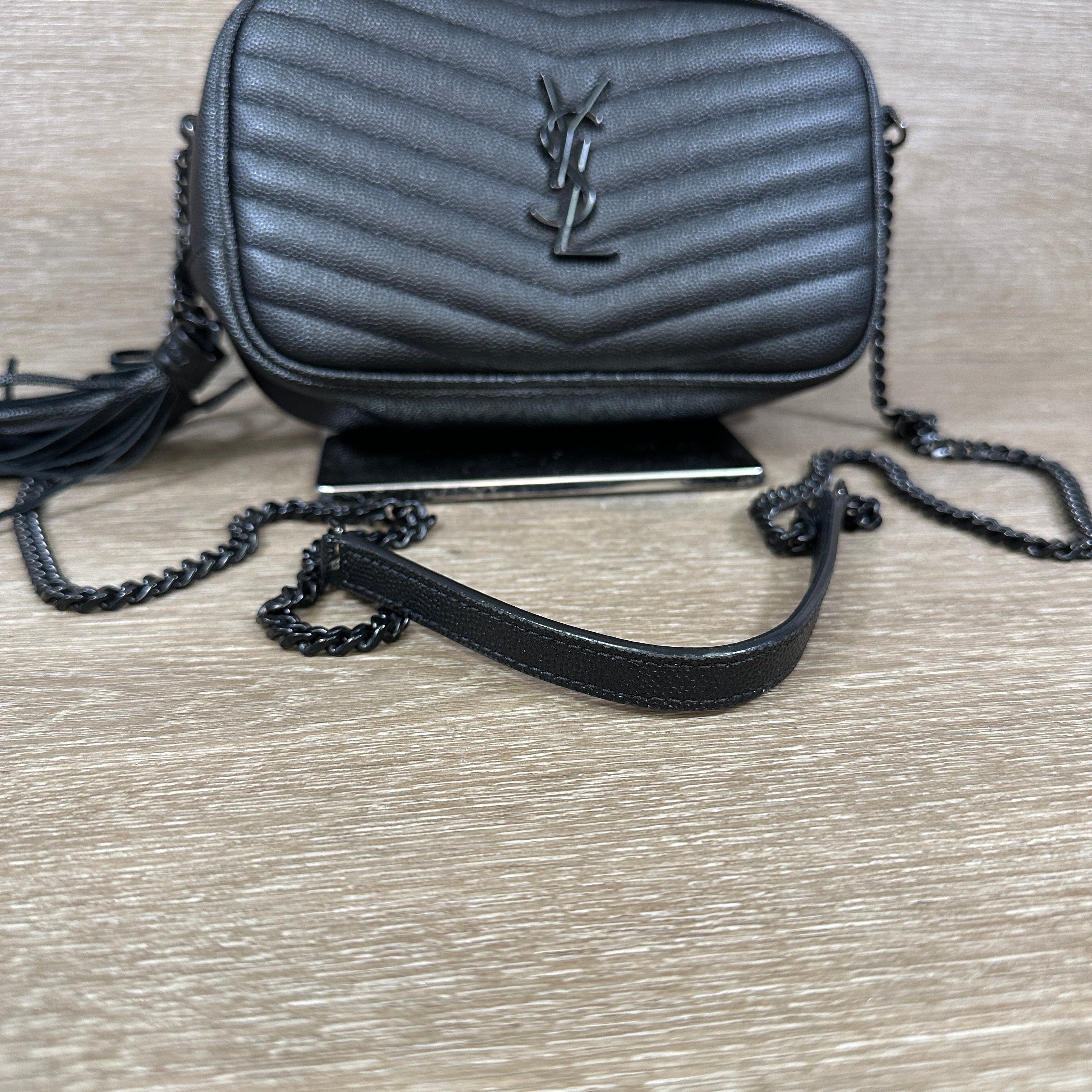 Saint Laurent Lou Mini Leather Crossbody Bag
