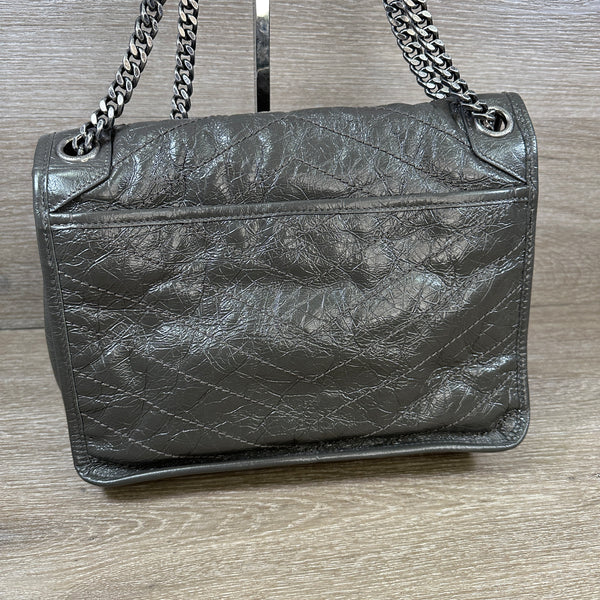 Saint Laurent Niki Medium Crinkled Calf Flap-Top Shoulder Bag
