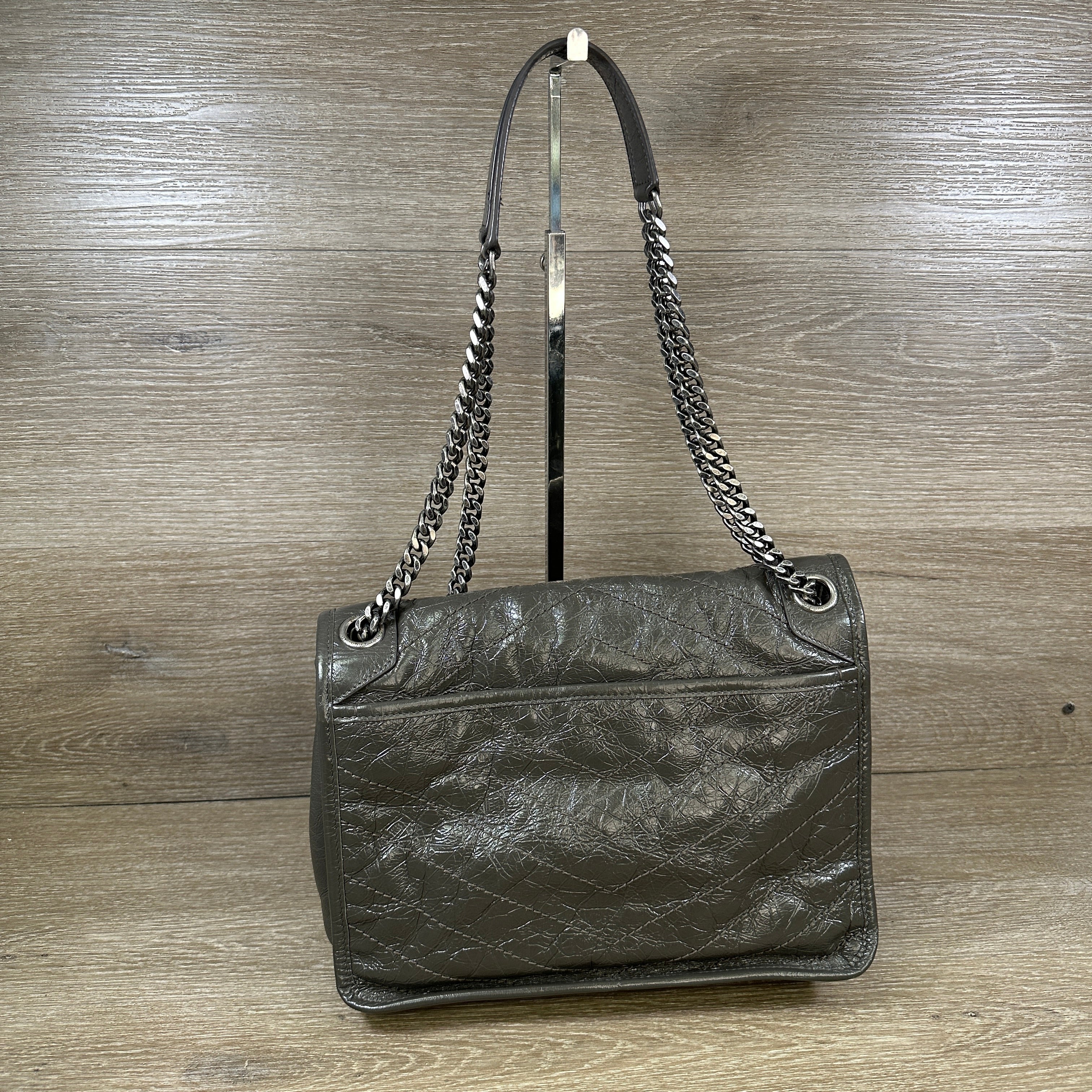 Saint Laurent Niki Medium Leather Shoulder Bag in Metallic