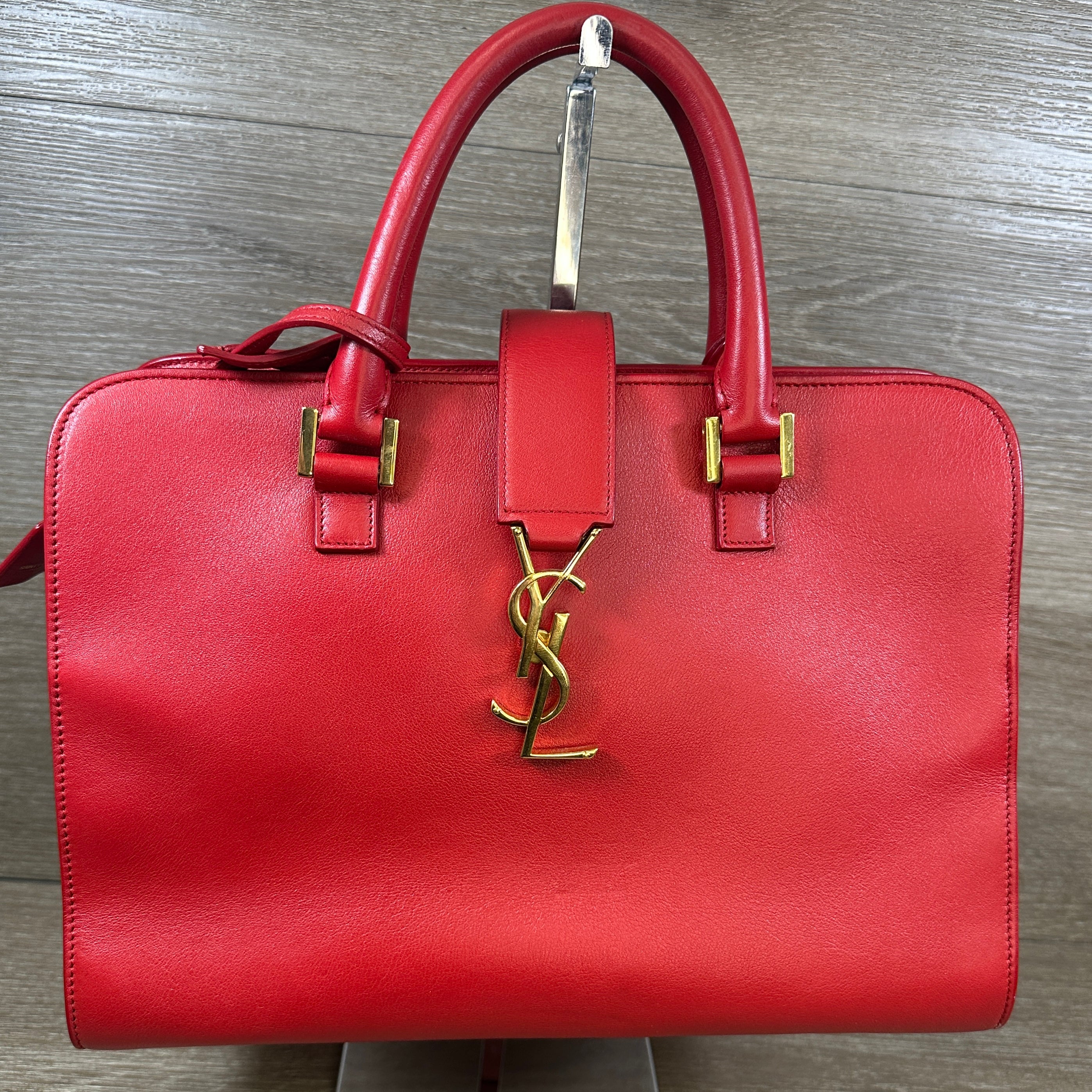 SAINT LAURENT Saint Laurent Leather Baby Cabas Handbag Red Ladies