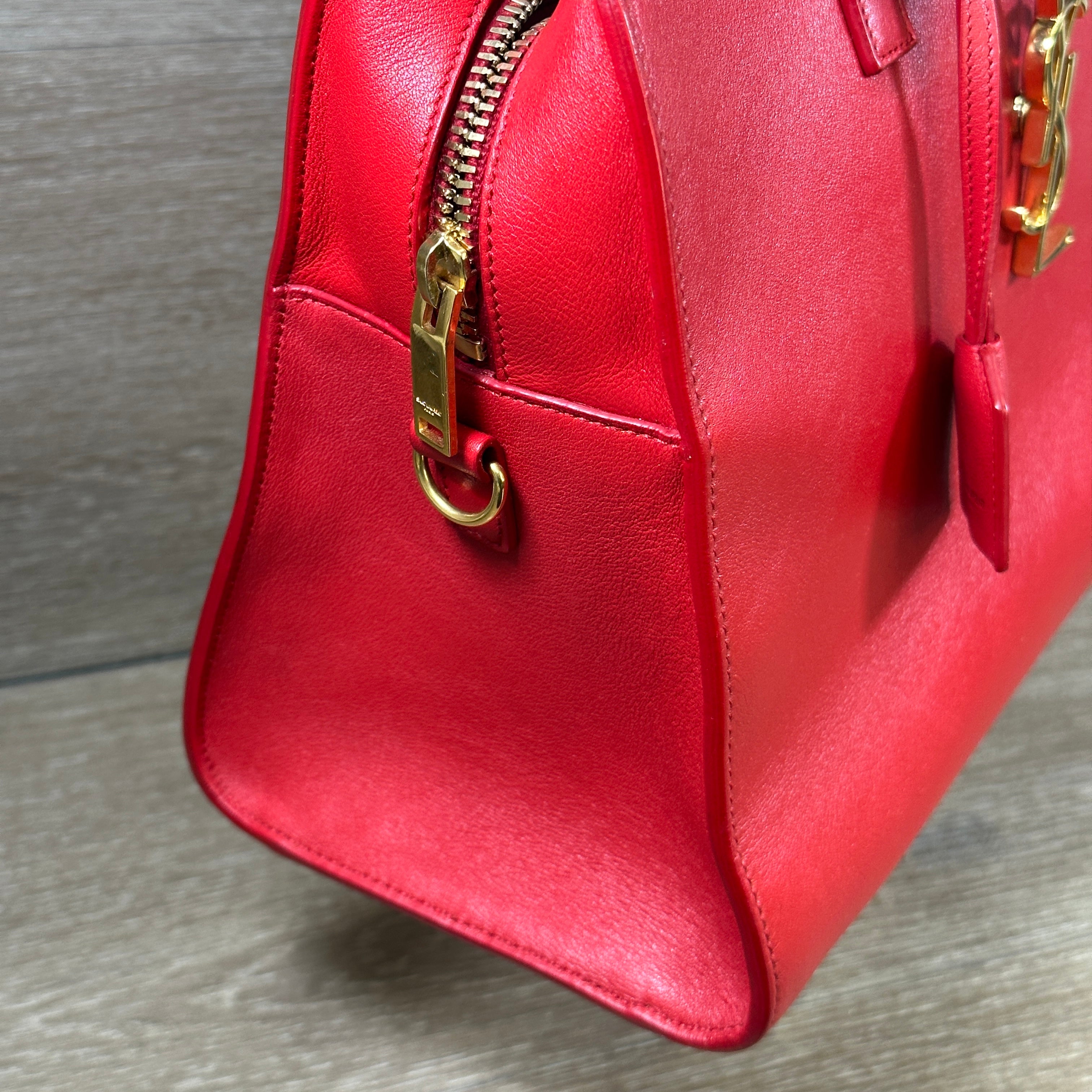 SAINT LAURENT Saint Laurent Leather Baby Cabas Handbag Red Ladies