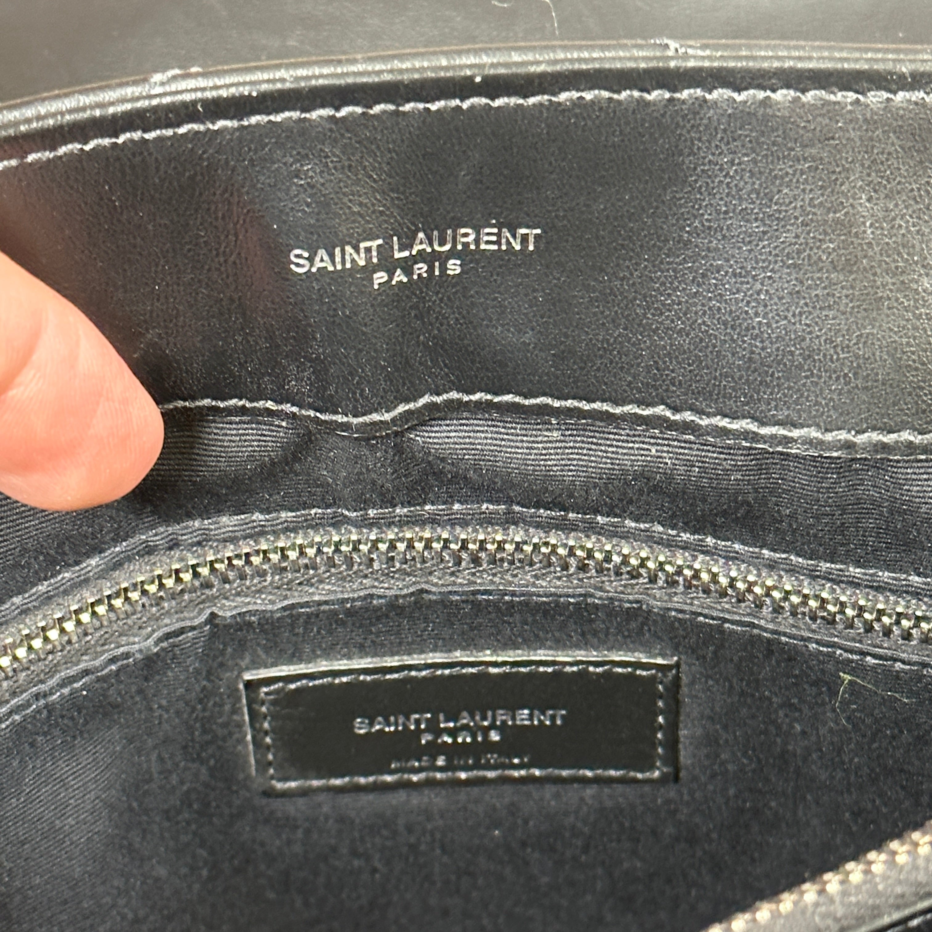 Saint Laurent Loulou Monogram YSL Small V-Flap Metallic Leather