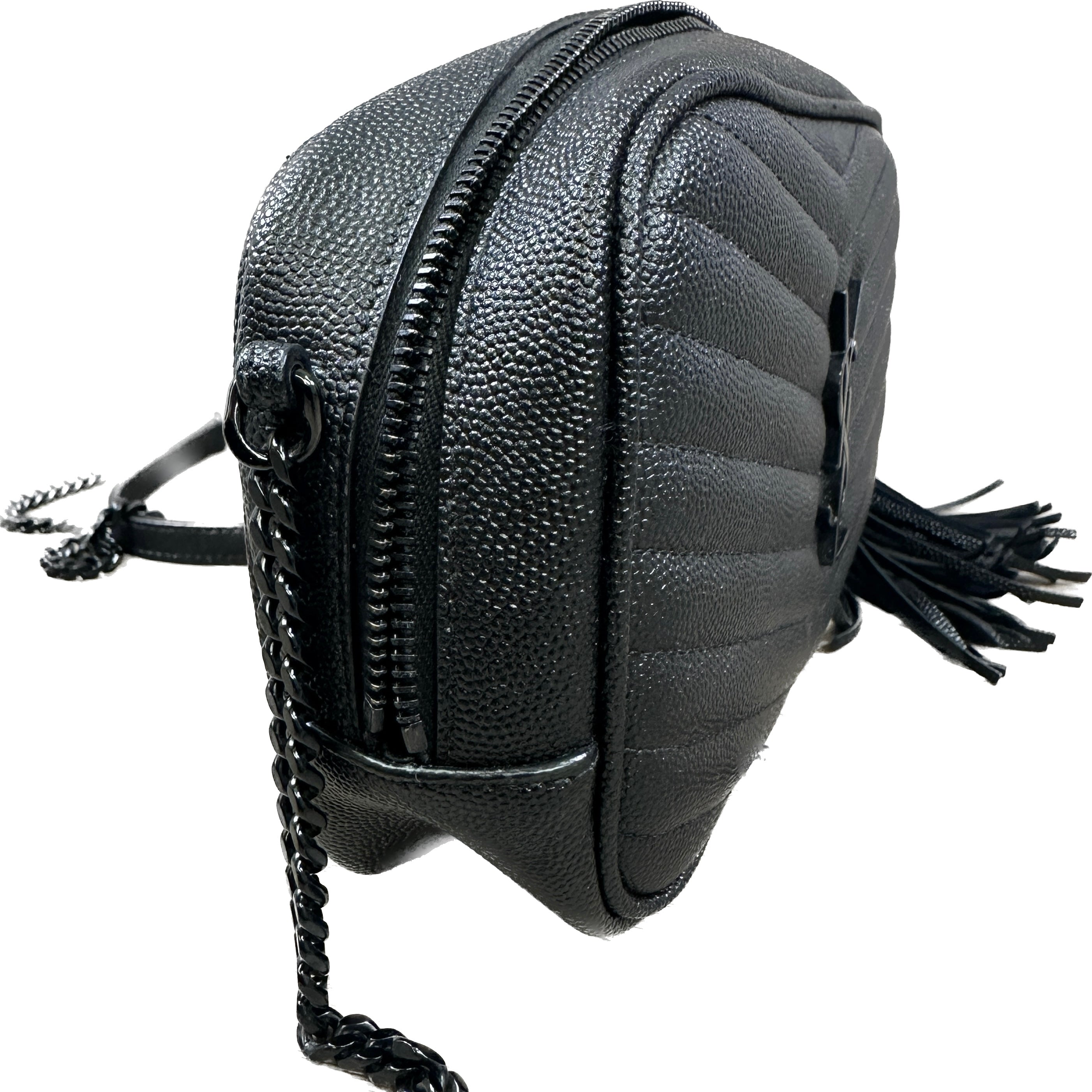 Saint Laurent Lou Mini Bag With Tassel Black Logo