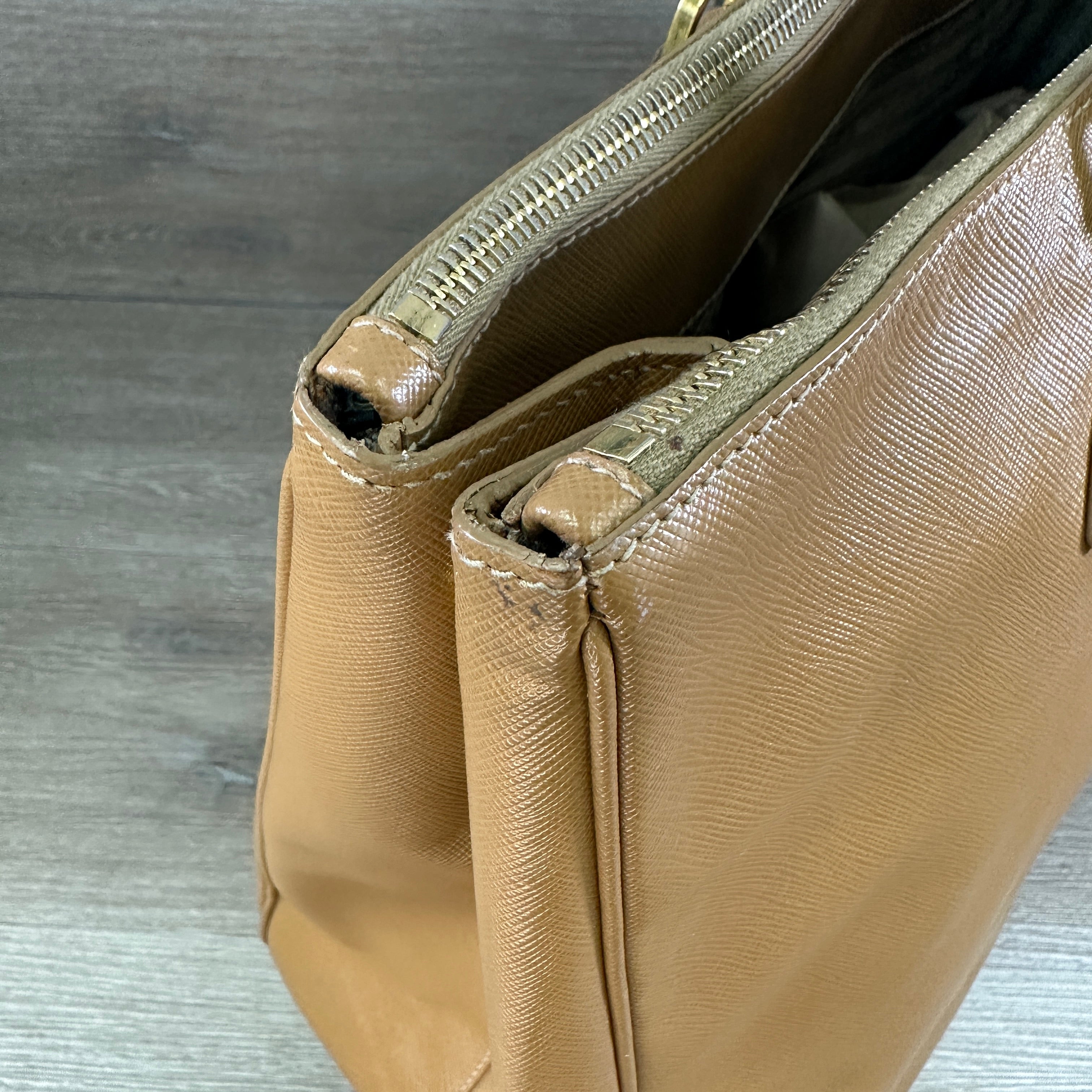 Prada Caramel Saffiano Leather Top Handle Bag BL0837 - Yoogi's Closet