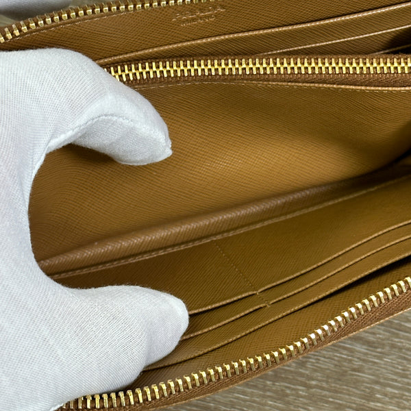 Prada Caramel Saffiano Leather Zip Around Wallet - Chicago Pawners & Jewelers