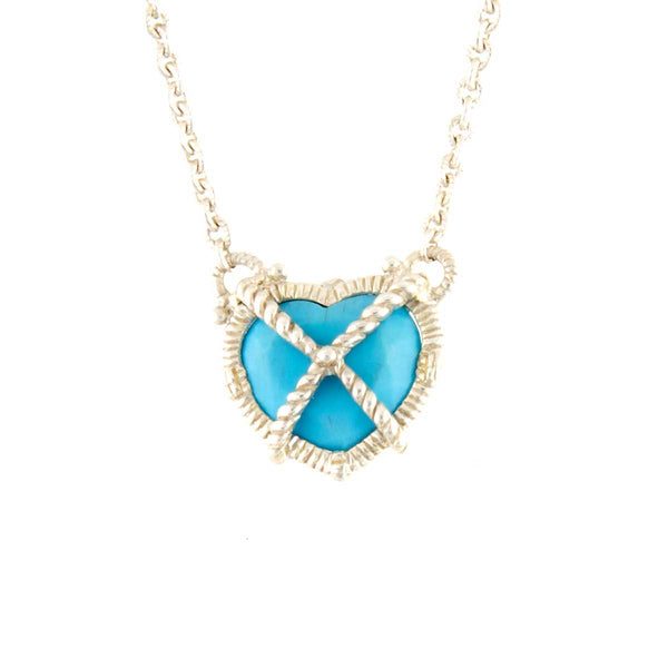 Judith Ripka Rhapsody Turqouise & Diamond Heart Necklace - Chicago Pawners & Jewelers