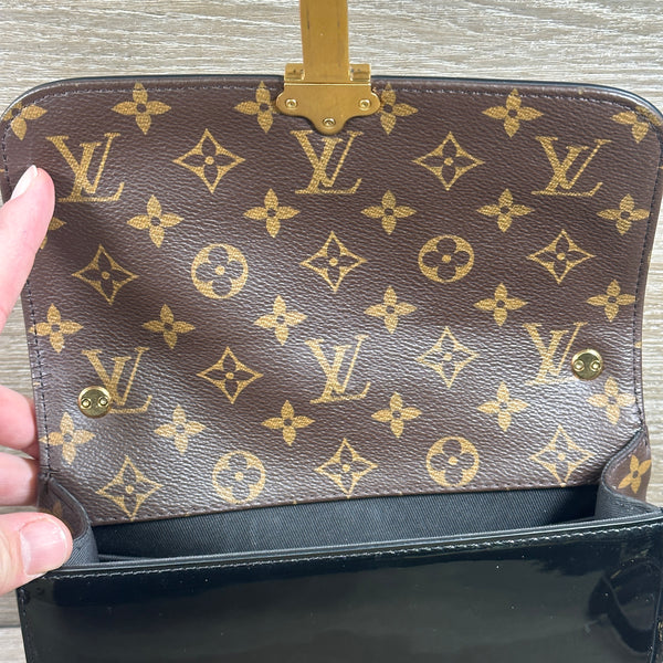 Louis Vuitton Cherrywood Handbag Vernis with Monogram Canvas BB