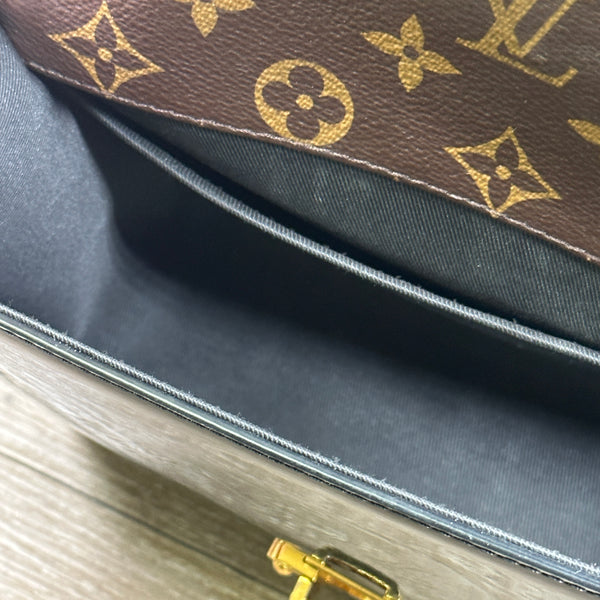 Louis Vuitton Cherrywood Handbag Vernis with Monogram Canvas BB