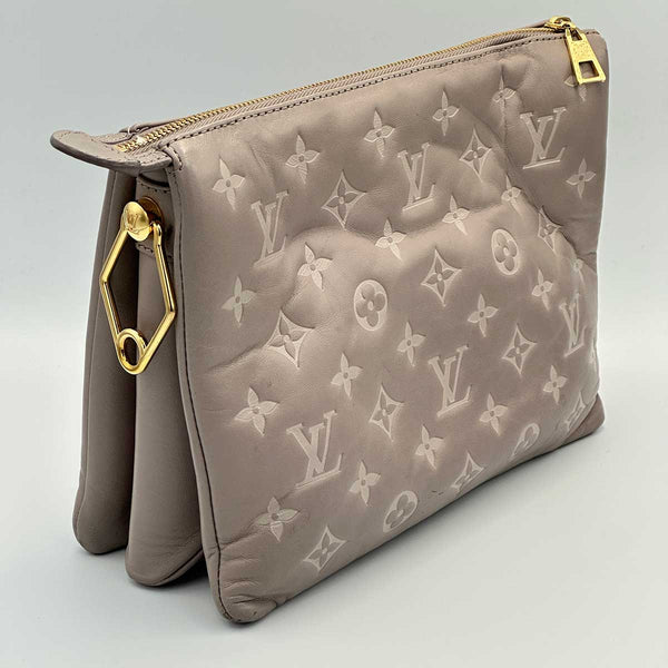 Louis Vuitton Coussin PM Monogram Embossed Shoulder Bag Grey
