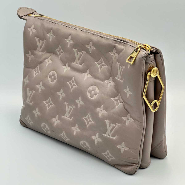 Louis Vuitton Coussin PM Monogram Embossed Shoulder Bag Grey