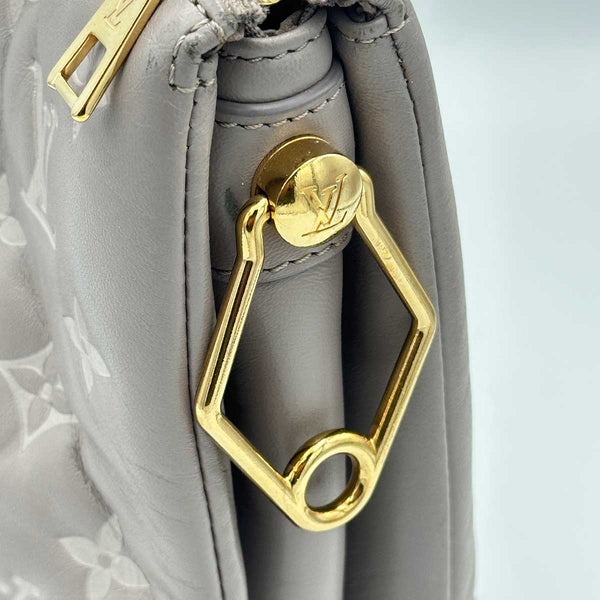 Louis Vuitton Coussin PM Monogram Embossed Shoulder Bag Grey