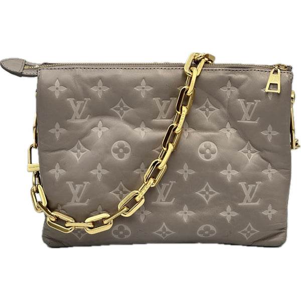 Louis Vuitton Coussin PM Monogram Embossed Shoulder Bag Grey