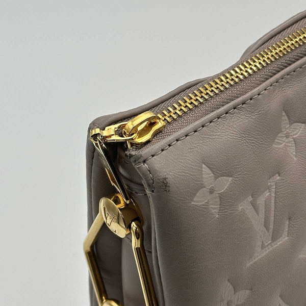 Louis Vuitton Coussin PM Monogram Embossed Shoulder Bag Grey