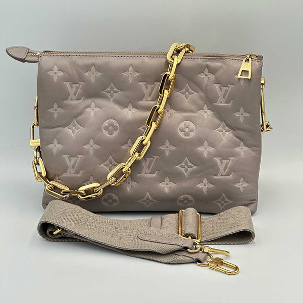 Louis Vuitton Coussin PM Monogram Embossed Shoulder Bag Grey