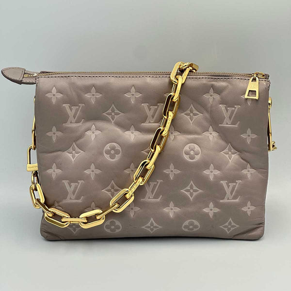 Louis Vuitton Coussin PM Monogram Embossed Shoulder Bag Grey
